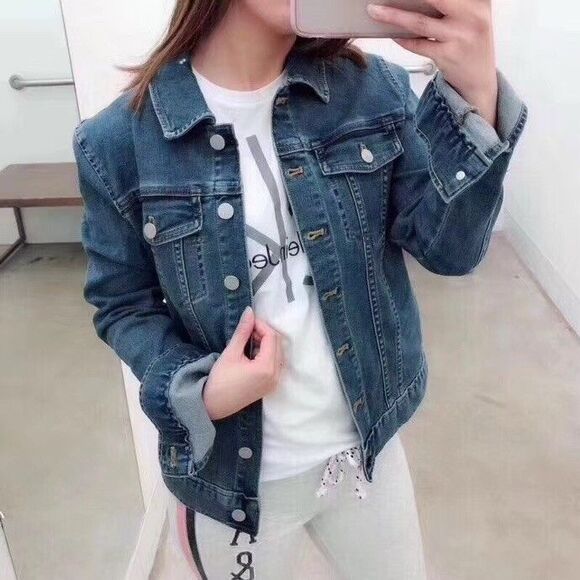 Calvin Klein Women’s S Jeans Classic Trucker Jacket Moonlight Dust Stretch Denim - Picture 13 of 16